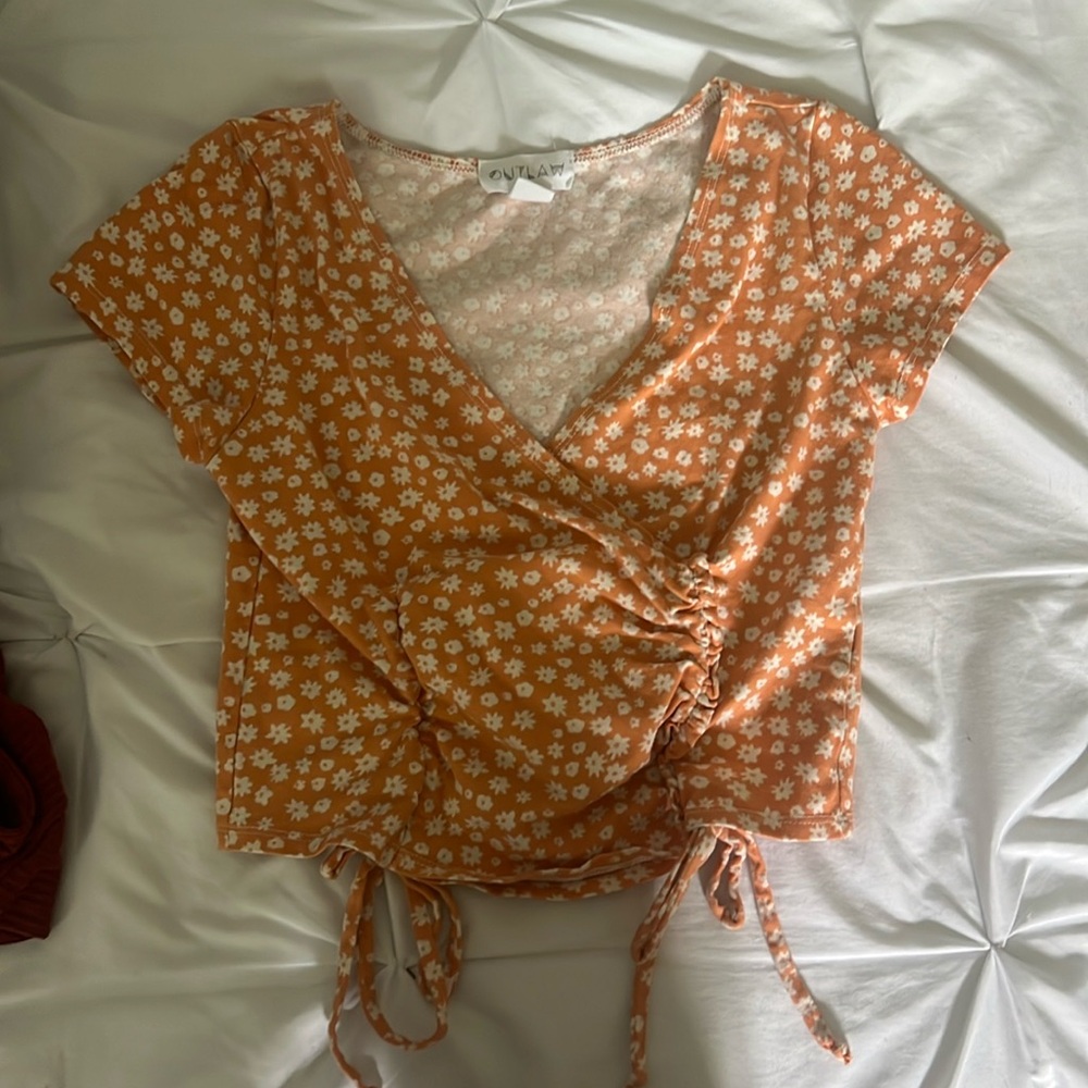 orange floral shirt